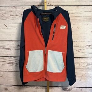 Burton Red, Blue, Grey Fleece Full Zip Hoodie with Pockets